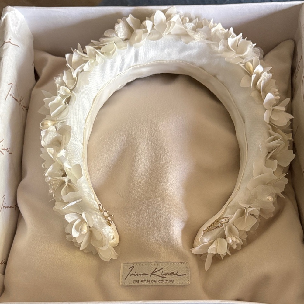 Bridal Ivory Floral Headband by Irina Korey